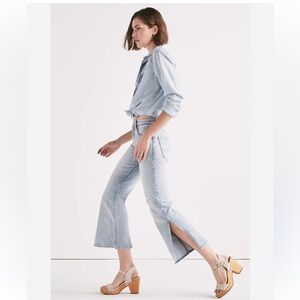 Lucky Brand Lucky Pins High Rise Wide Leg Cropped Ankle Slit Blue Jeans Size 25